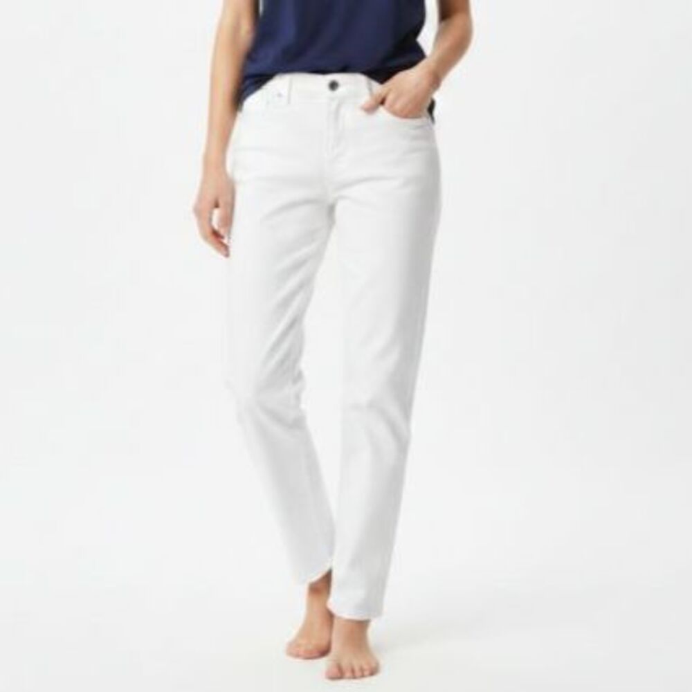 Isaac Mizrahi Live White Stretch Denim High Rise Straight Leg Jeans Size 16